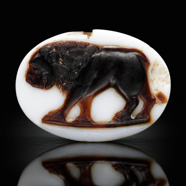 Southern Italian, circa 1220-1230 | An Important Cameo with a Walking Lion