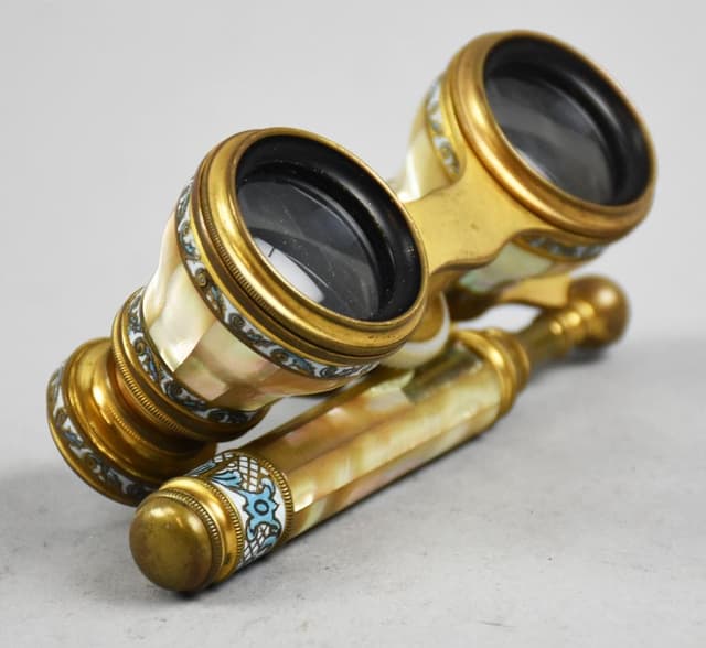 c1890 Mother of Pearl, Champleve Opera Glasses
