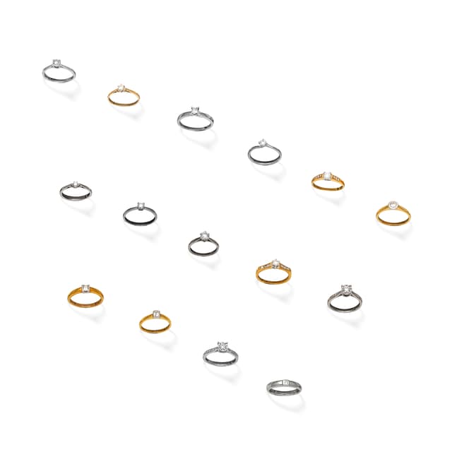COLLECTION OF DIAMOND SINGLE-STONE RINGS,   1996-2000    (15)