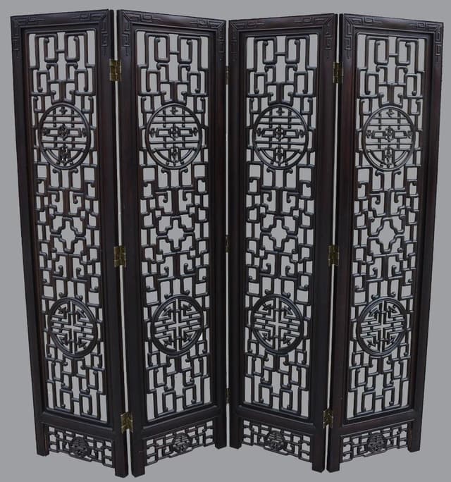 HEAVY Chinese Four Panel Room Divider